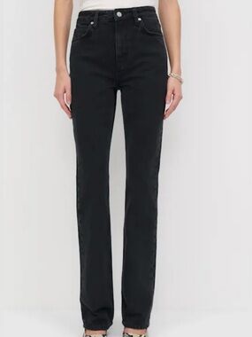 Reformation Black High-Rise Straight split hem Jeans size 23